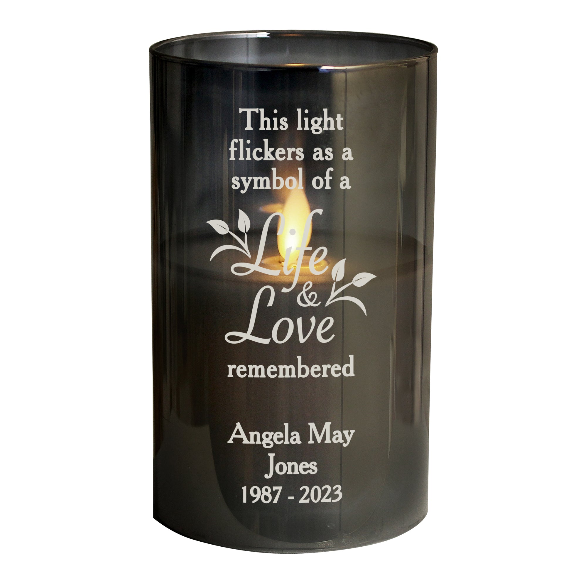 Personalised Life & Love Memorial Smoked LED Candle - image 5