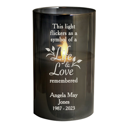 Personalised Life & Love Memorial Smoked LED Candle - image 5