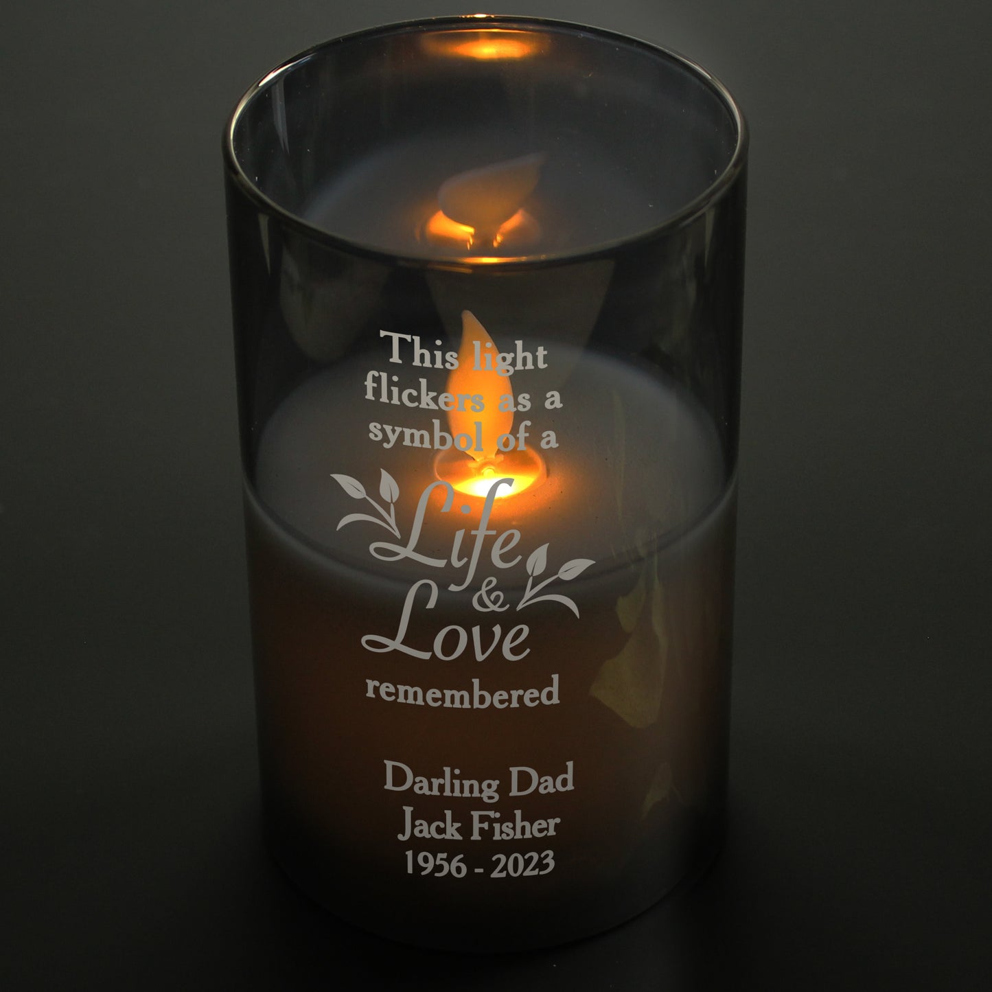 Personalised Life & Love Memorial Smoked LED Candle - image 7