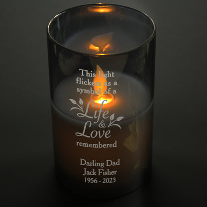 Personalised Life & Love Memorial Smoked LED Candle - image 7