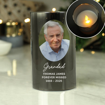 Personalised Photo Upload Smoked Glass LED Candle from Heartfelt Gifts