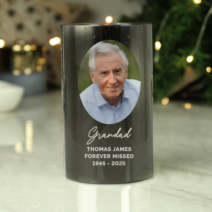 Personalised Photo Upload Smoked Glass LED Candle - image 12