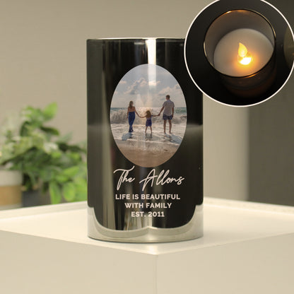 Personalised Photo Upload Smoked Glass LED Candle - image 6