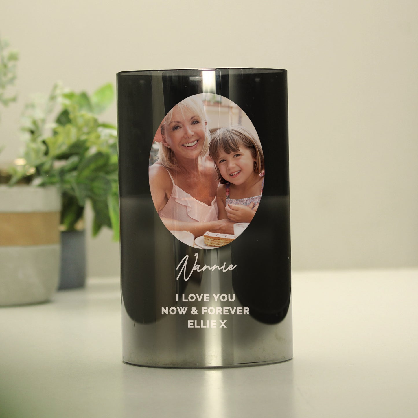 Personalised Photo Upload Smoked Glass LED Candle - image 9