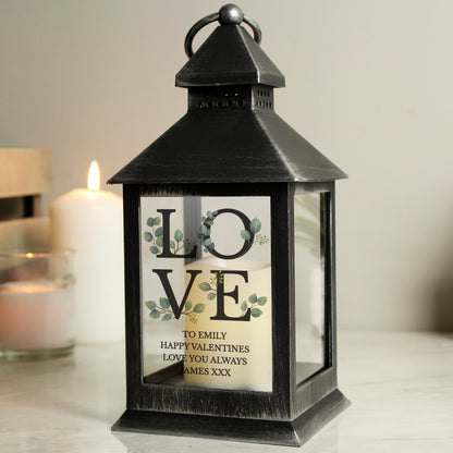 Personalised LOVE LED Black Lantern from Heartfelt Gifts