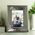 Personalised Floral 6x4 Diamante Glass Photo Frame from Heartfelt Gifts