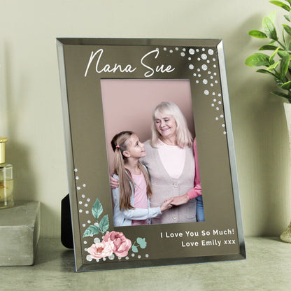 Personalised Floral 6x4 Diamante Glass Photo Frame - image 2