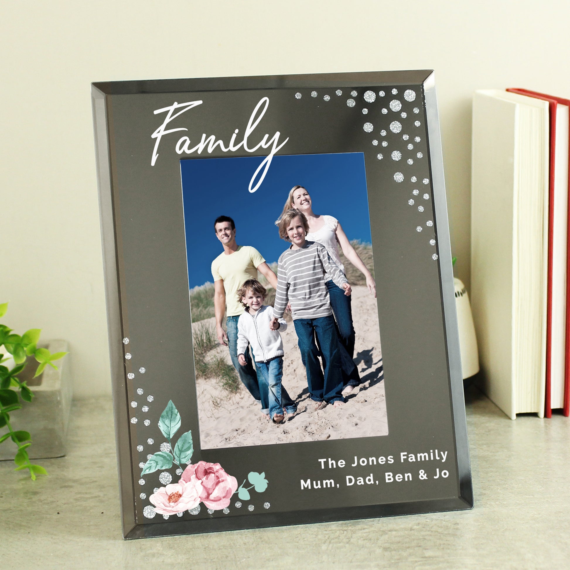 Personalised Floral 6x4 Diamante Glass Photo Frame - image 3
