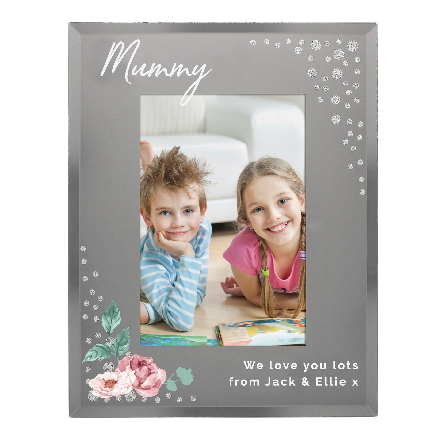 Personalised Floral 6x4 Diamante Glass Photo Frame - image 5