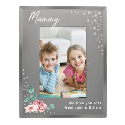 Personalised Floral 6x4 Diamante Glass Photo Frame - image 5
