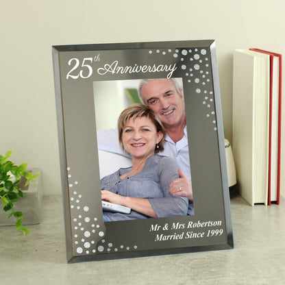 Personalised Anniversary 6x4 Diamante Glass Photo Frame from Heartfelt Gifts