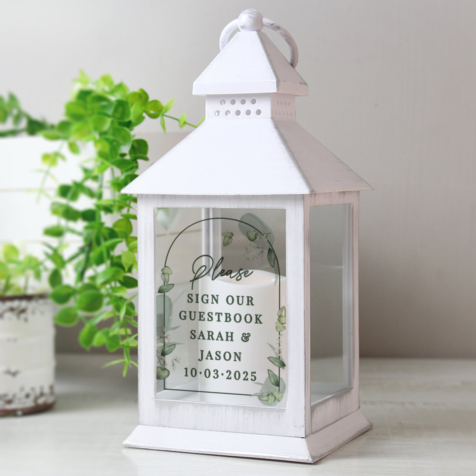Personalised Botanical Wedding Lantern from Heartfelt Gifts