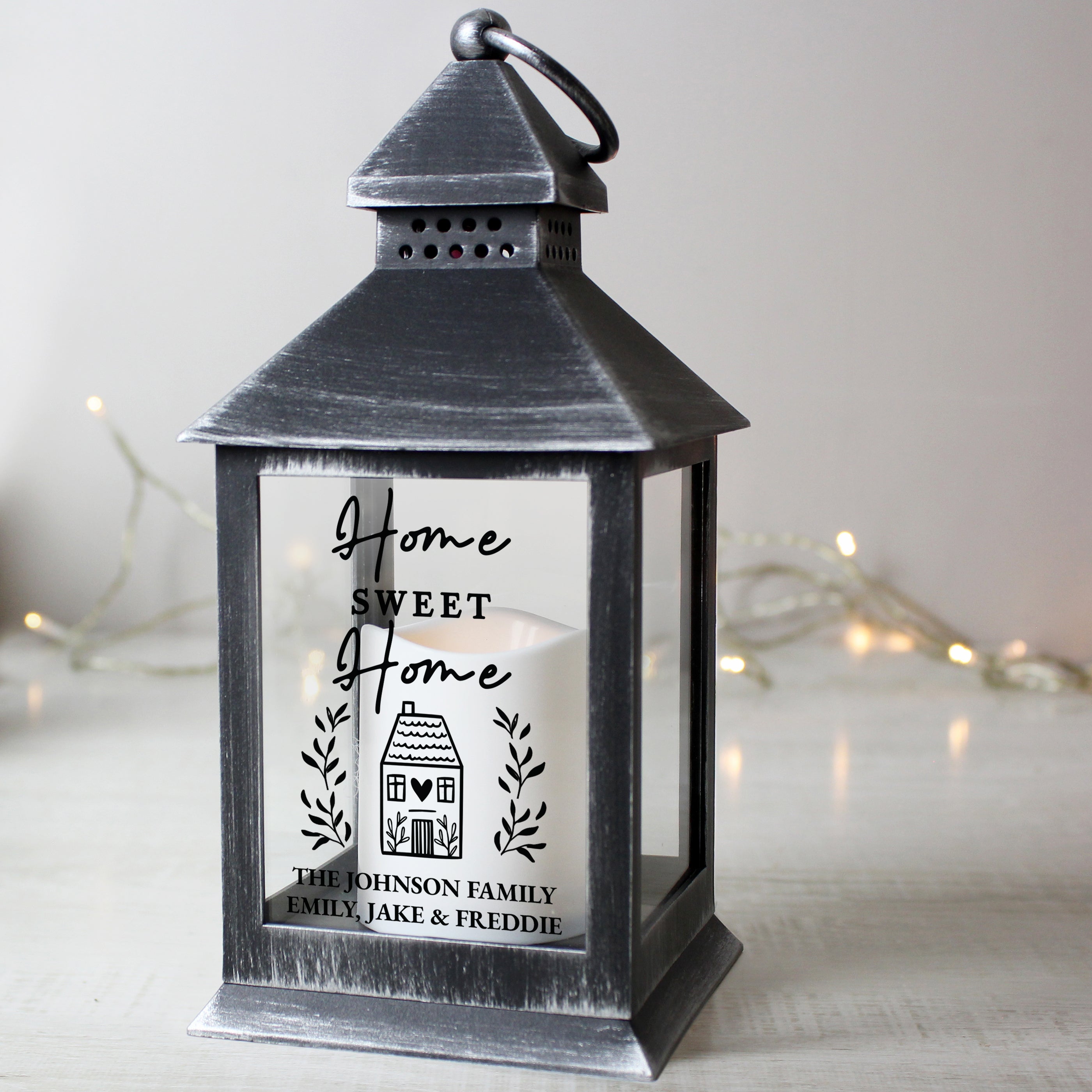 Personalised Home Black Lantern from Heartfelt Gifts