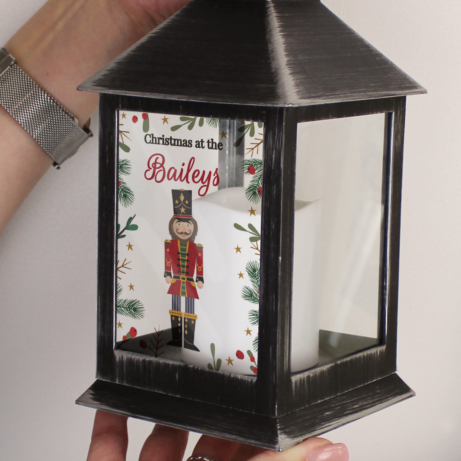 Personalised Christmas Nutcracker Black Lantern - image 4