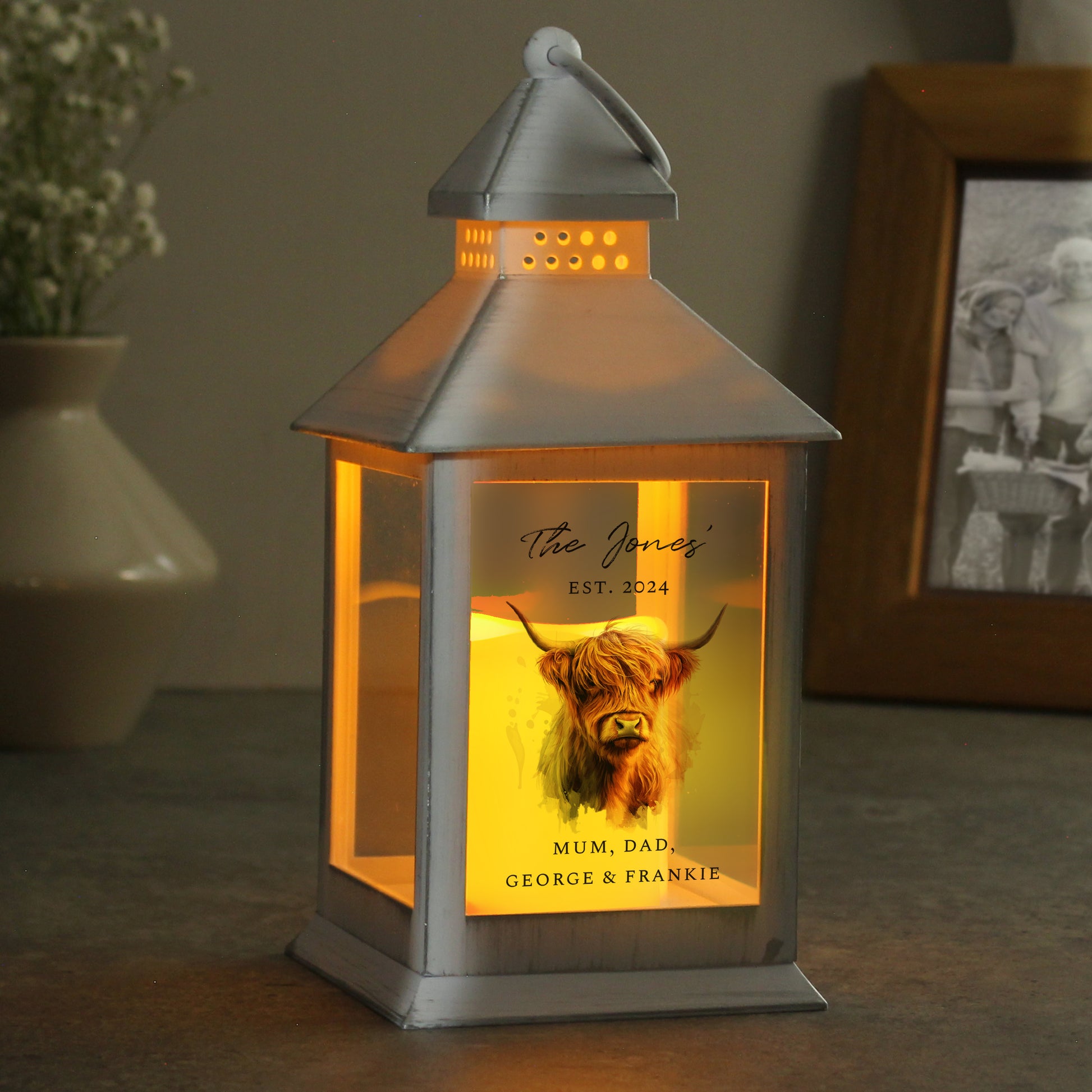 Personalised Highland Cow LED Lantern - image 4