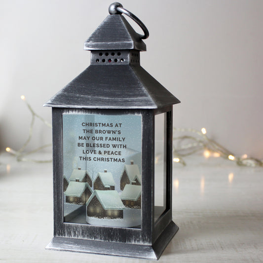 Personalised Christmas Town Black Lantern - image 2