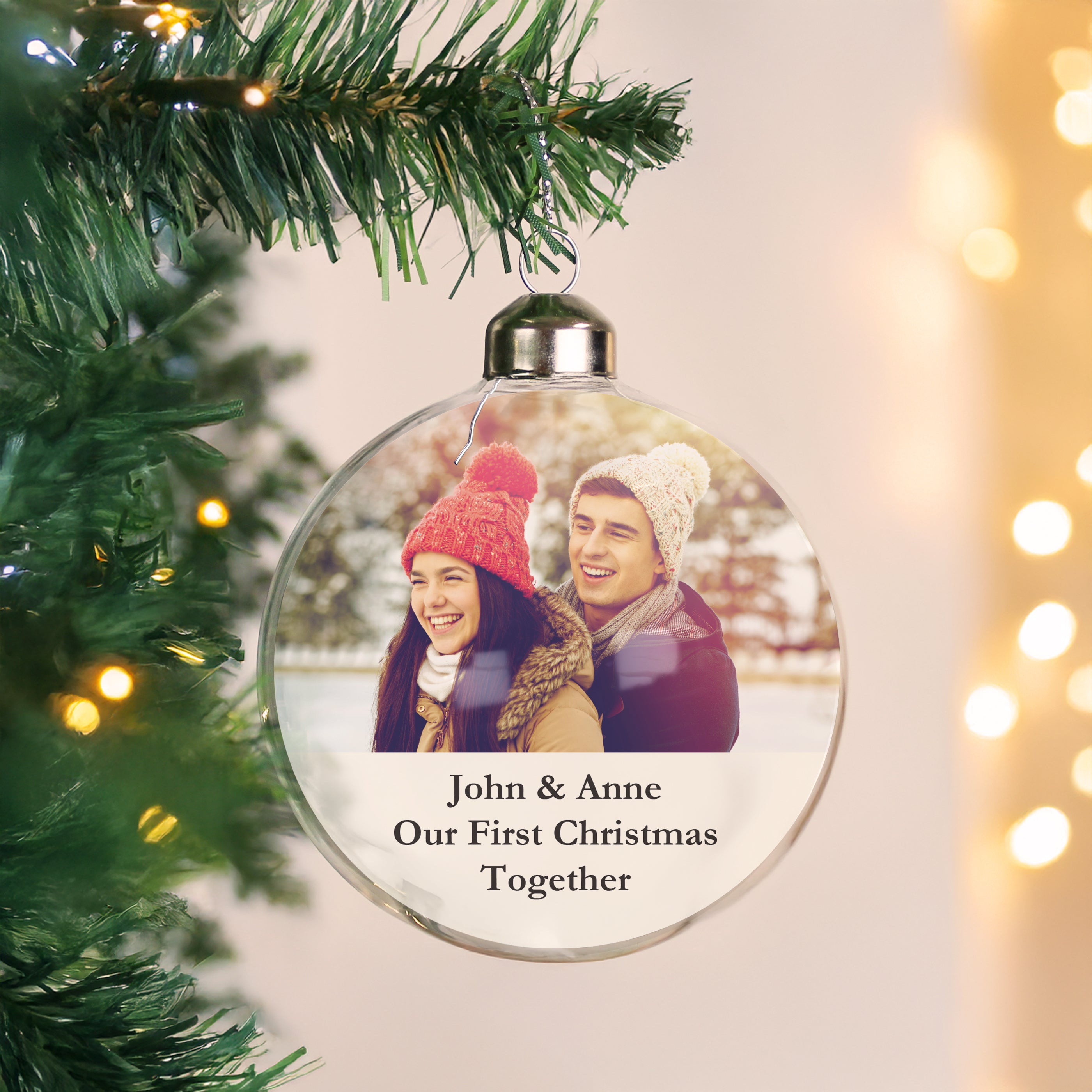 Personalised Message Photo Upload Glass Bauble from Heartfelt Gifts
