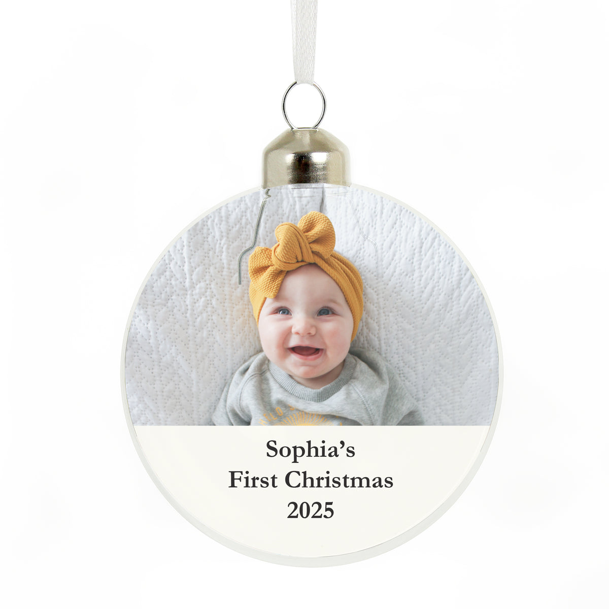 Personalised glass photo bauble – product detail