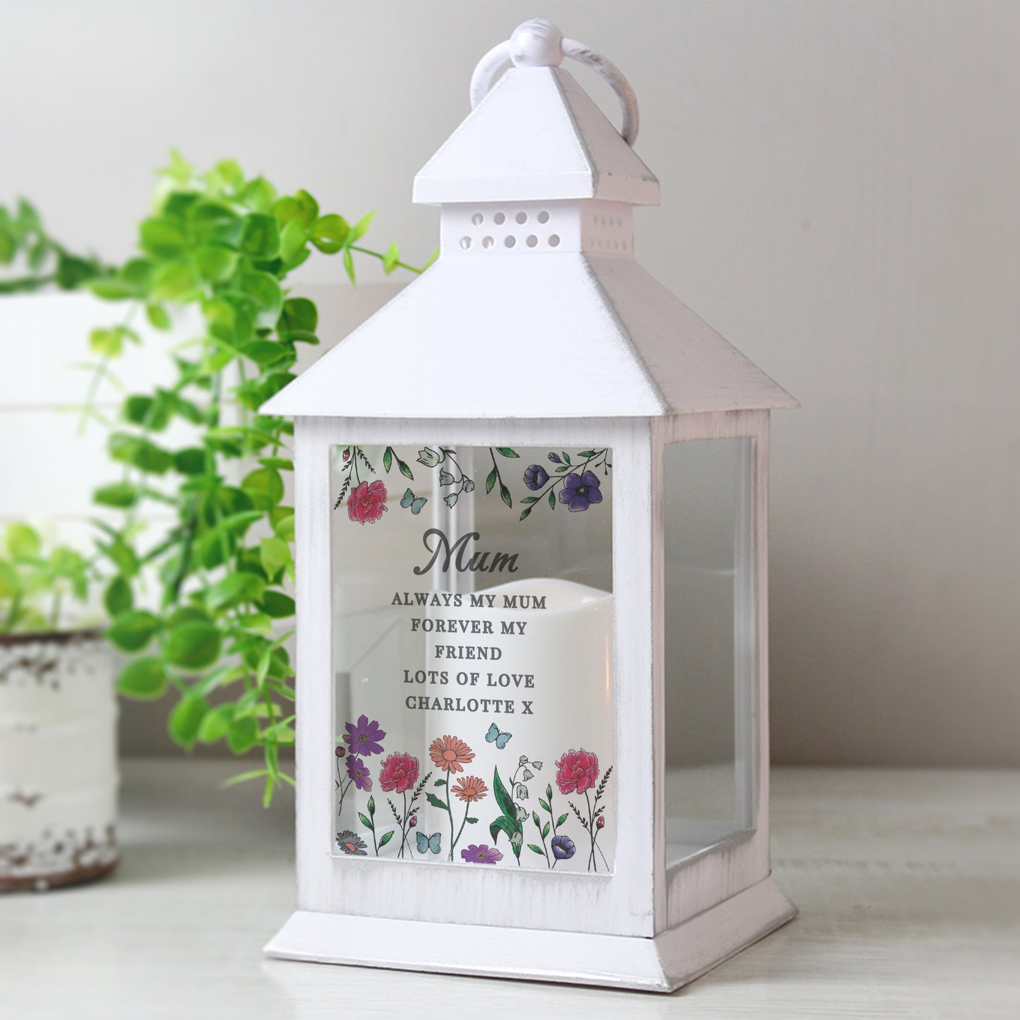 Personalised Wild Flowers LED Lantern from Heartfelt Gifts