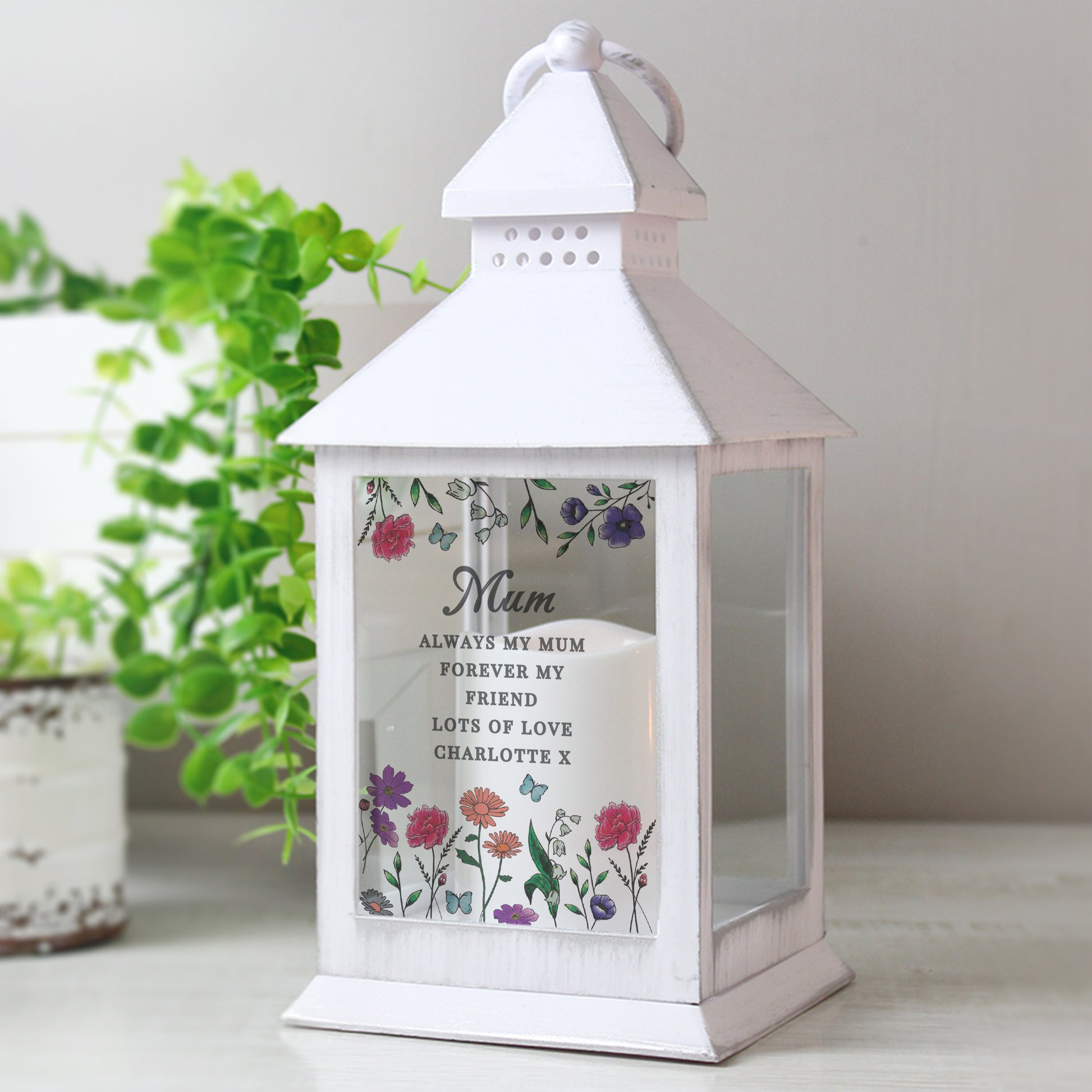 Personalised Wild Flowers LED Lantern from Heartfelt Gifts