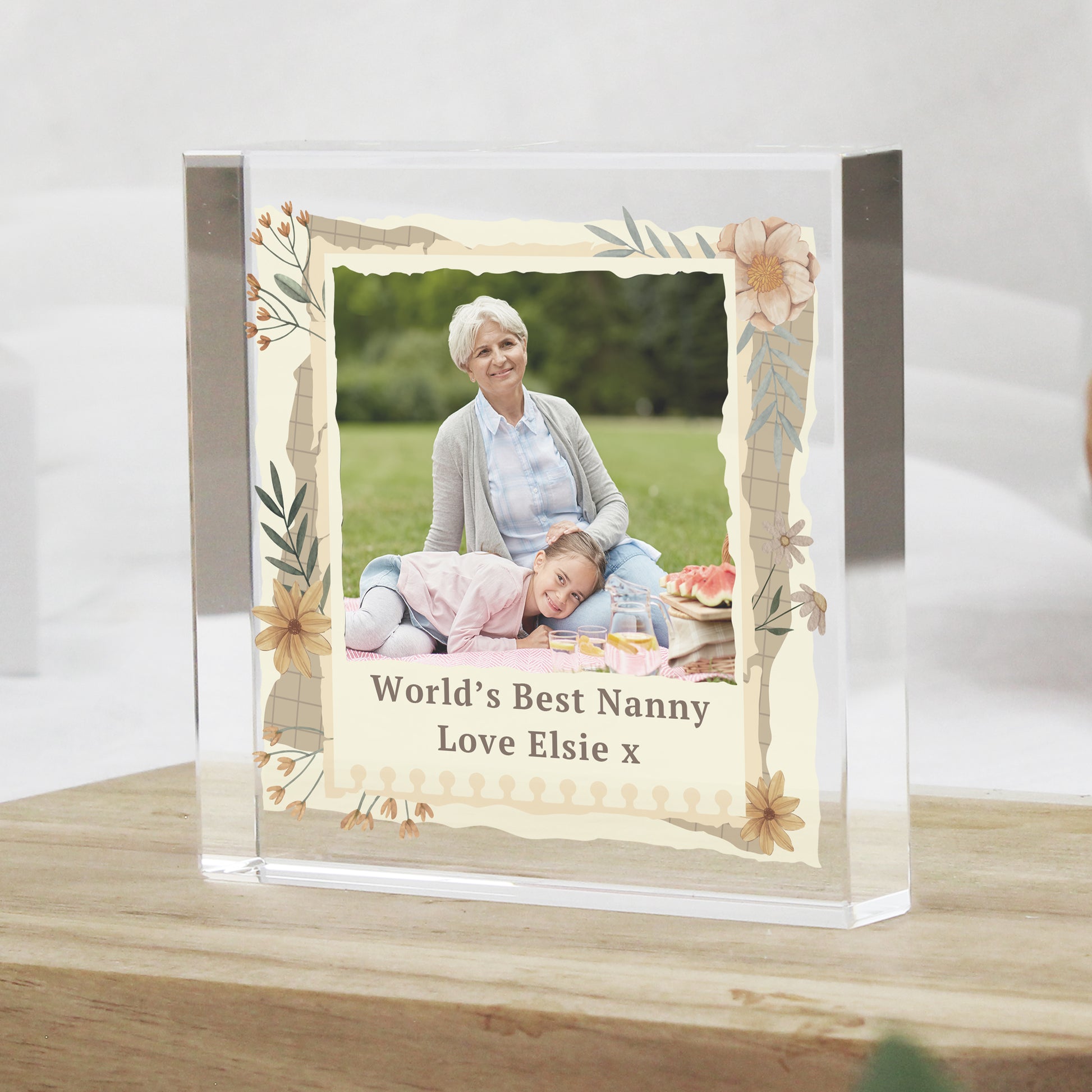 Personalised Wild Flowers Photo Upload Small Crystal Token from Heartfelt Gifts
