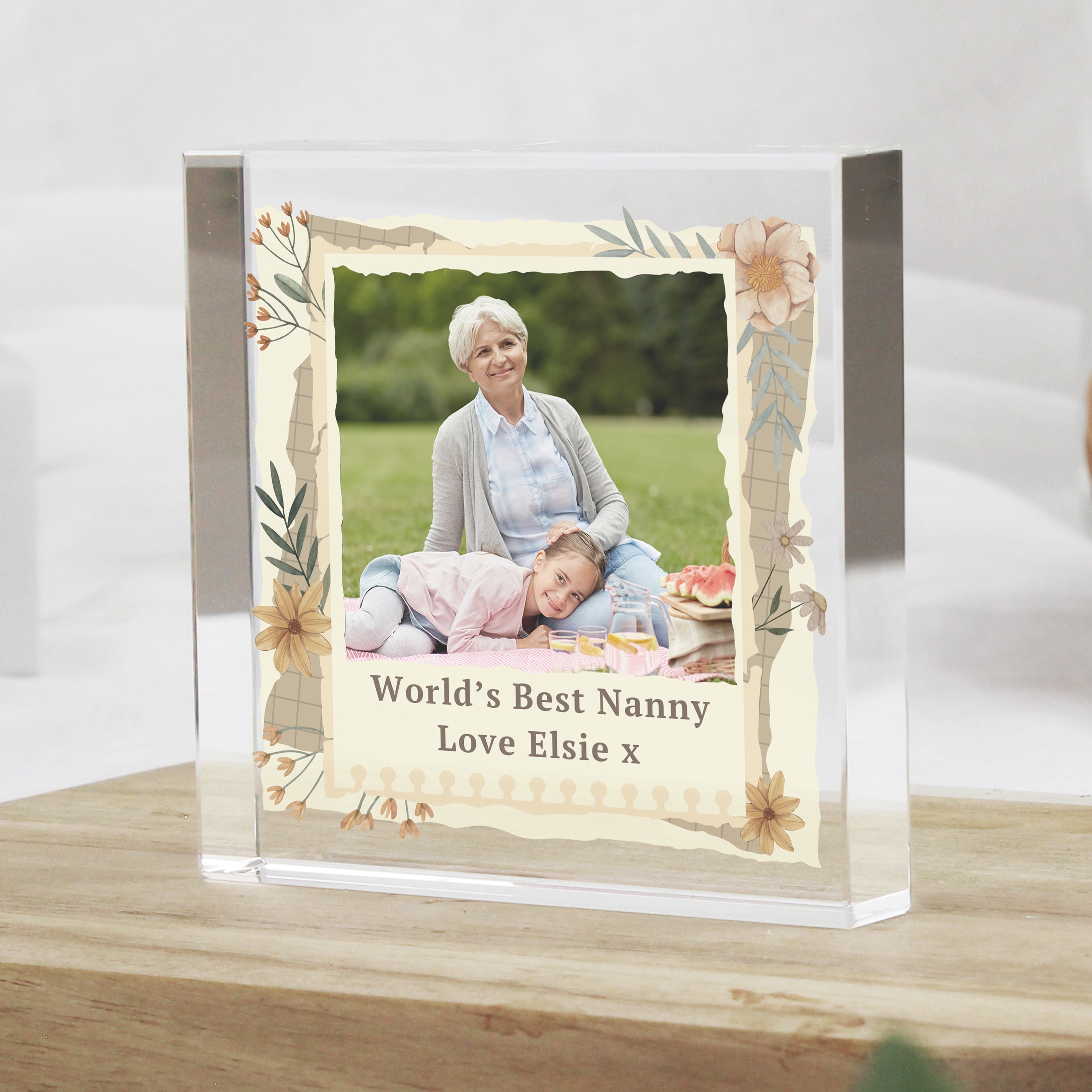 Personalised Wild Flowers Photo Upload Small Crystal Token from Heartfelt Gifts