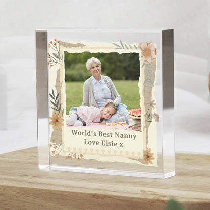 Personalised Wild Flowers Photo Upload Small Crystal Token from Heartfelt Gifts