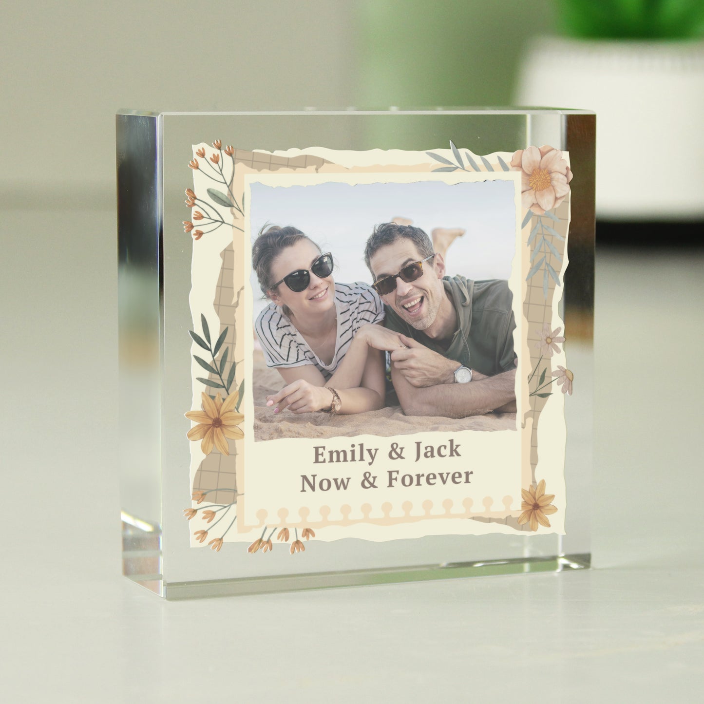 Personalised Wild Flowers Photo Upload Small Crystal Token - image 4