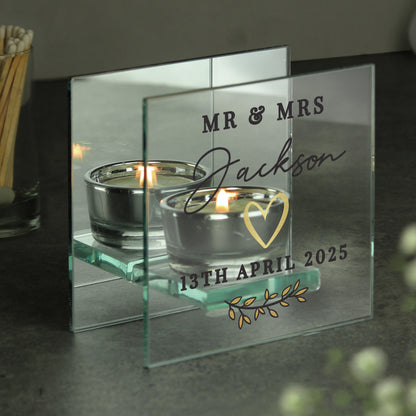 Personalised Wedding Mirrored Tealight Holder from Heartfelt Gifts