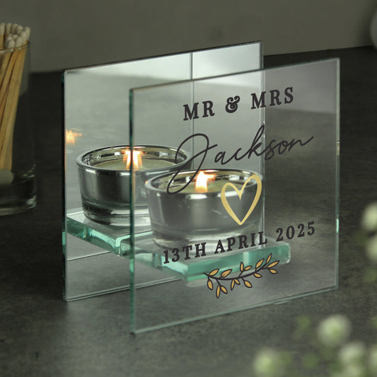 Personalised Wedding Mirrored Tealight Holder from Heartfelt Gifts