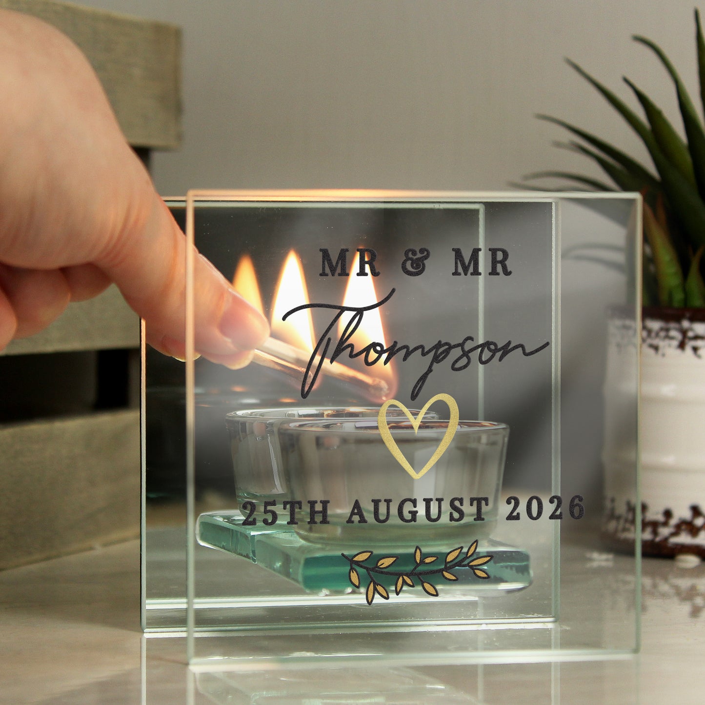 Personalised Wedding Mirrored Tealight Holder - image 2