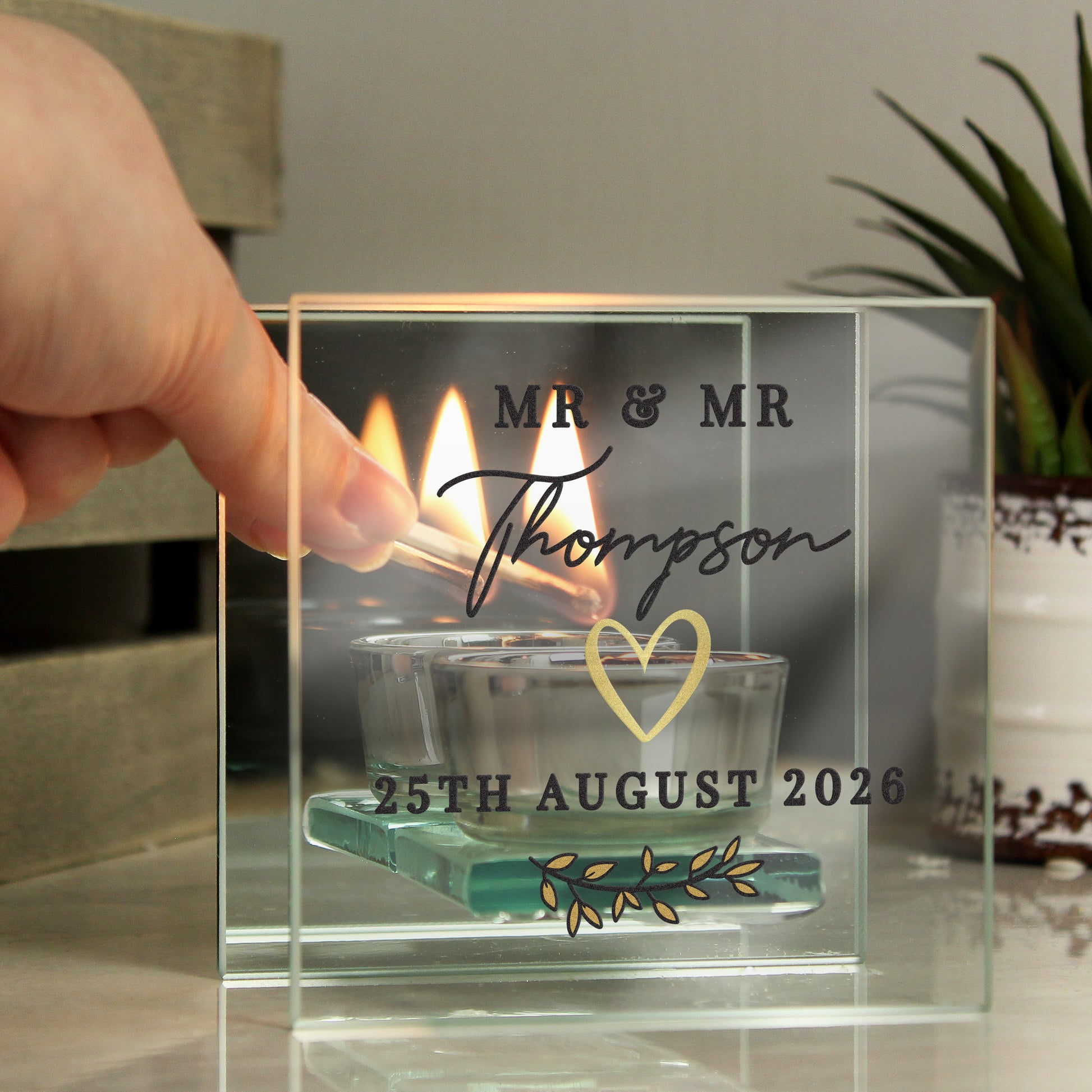 Personalised Wedding Mirrored Tealight Holder - image 2