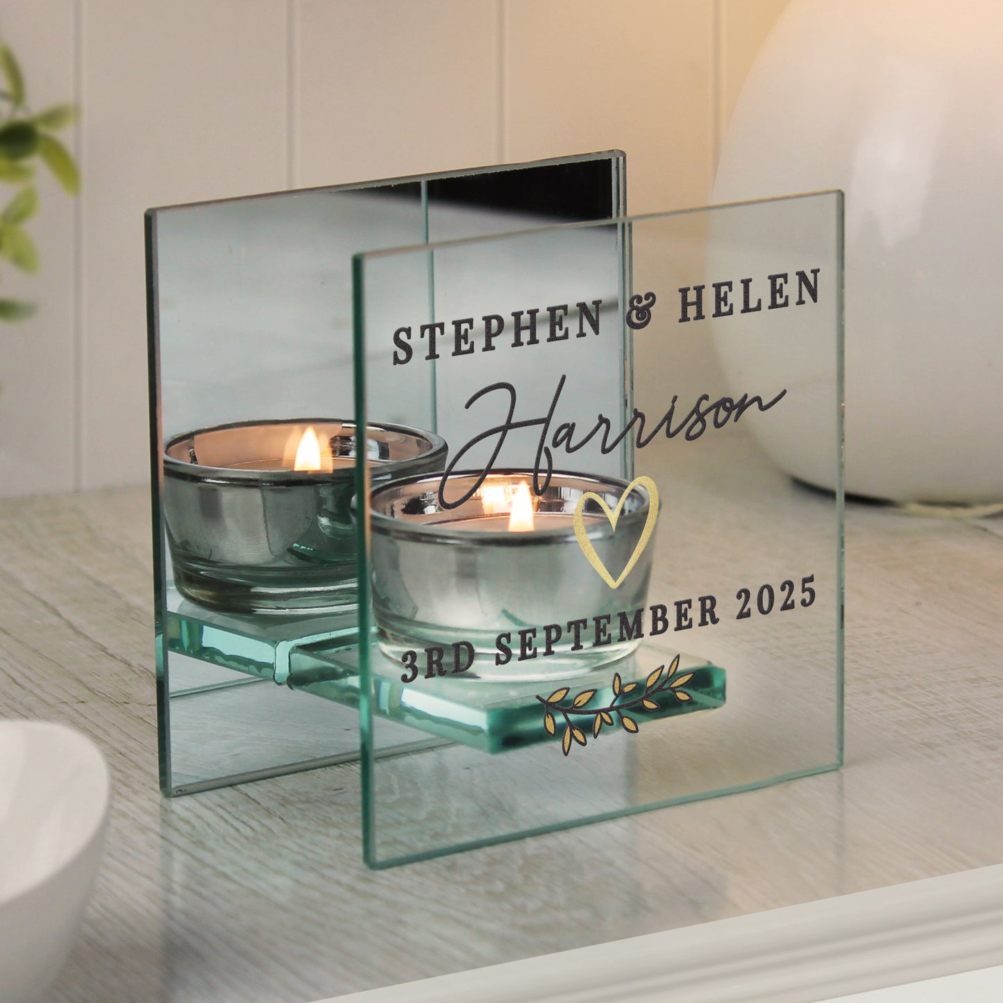 Personalised Wedding Mirrored Tealight Holder - image 3