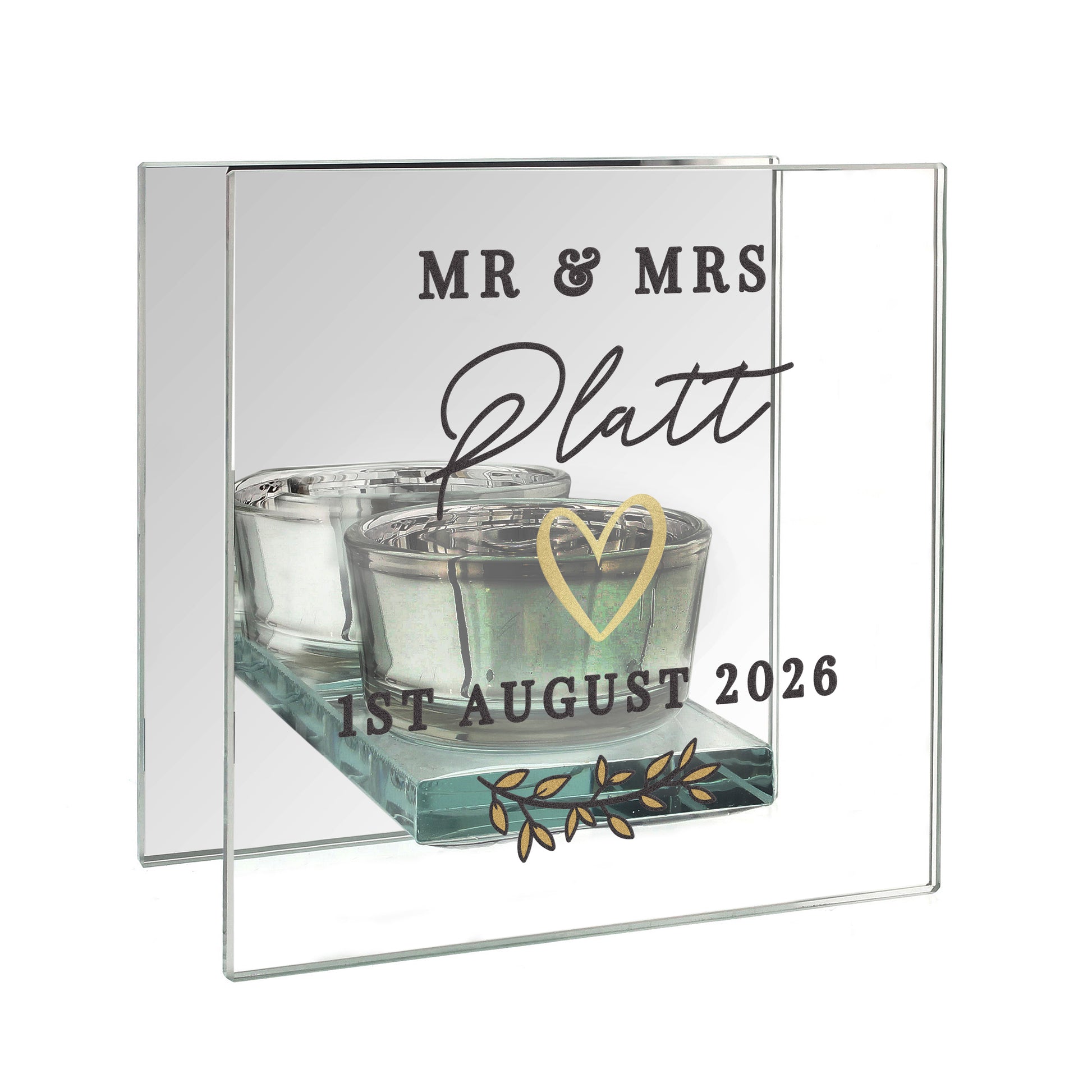 Personalised Wedding Mirrored Tealight Holder - image 5
