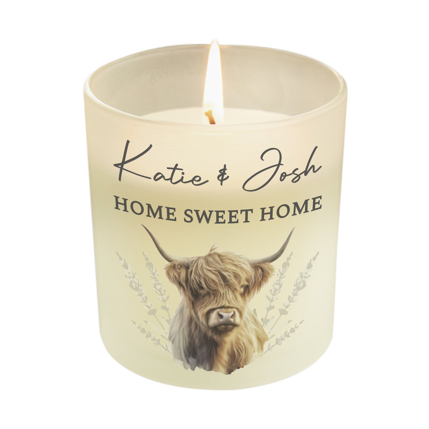 Personalised Highland Cow Frosted Glass Candle – Vanilla Scented Gift - image 5