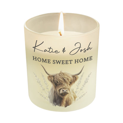 Personalised Highland Cow Frosted Glass Candle – Vanilla Scented Gift - image 5