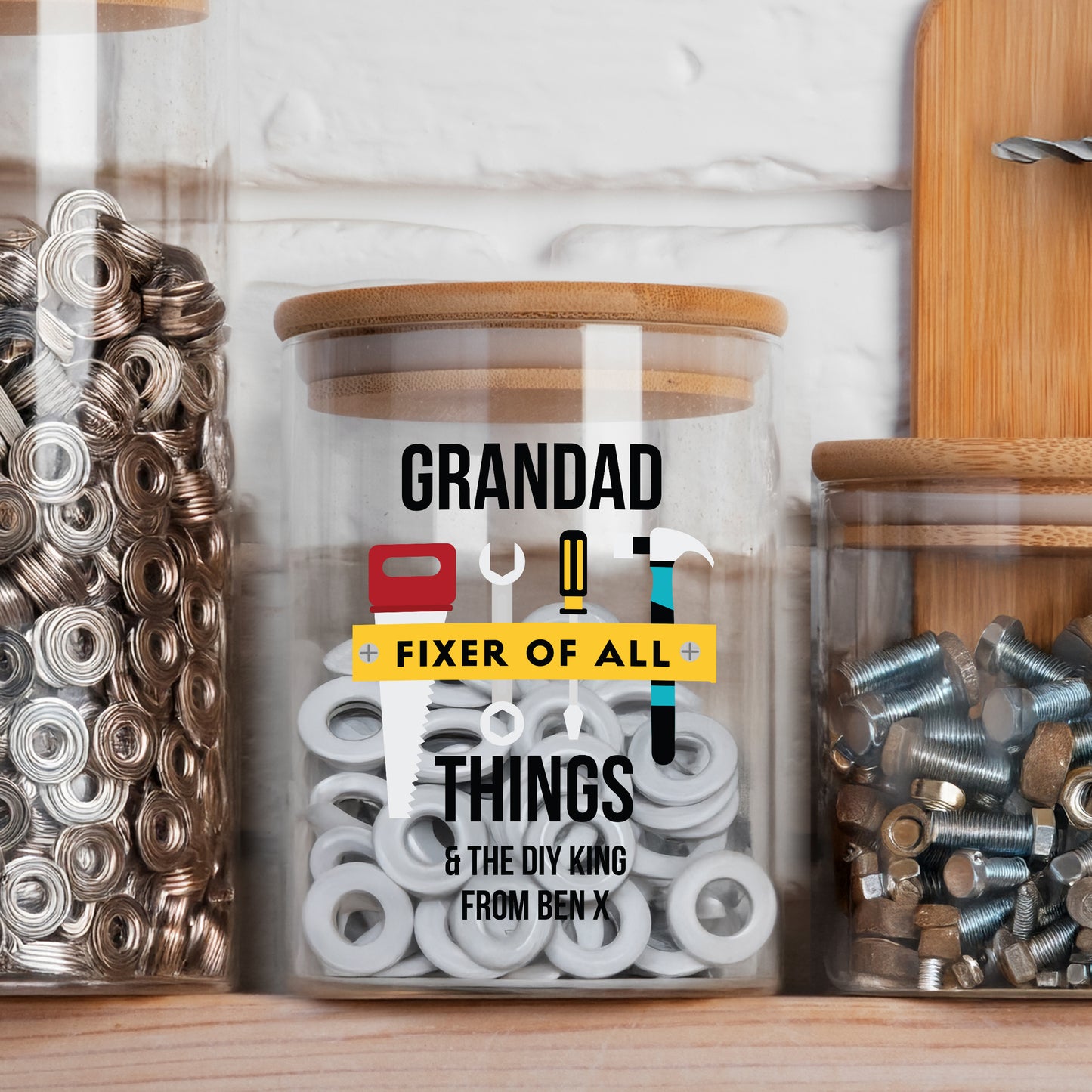 Personalised Fixer of All Things Glass Storage Jar – Dad & DIY Gift - image 3