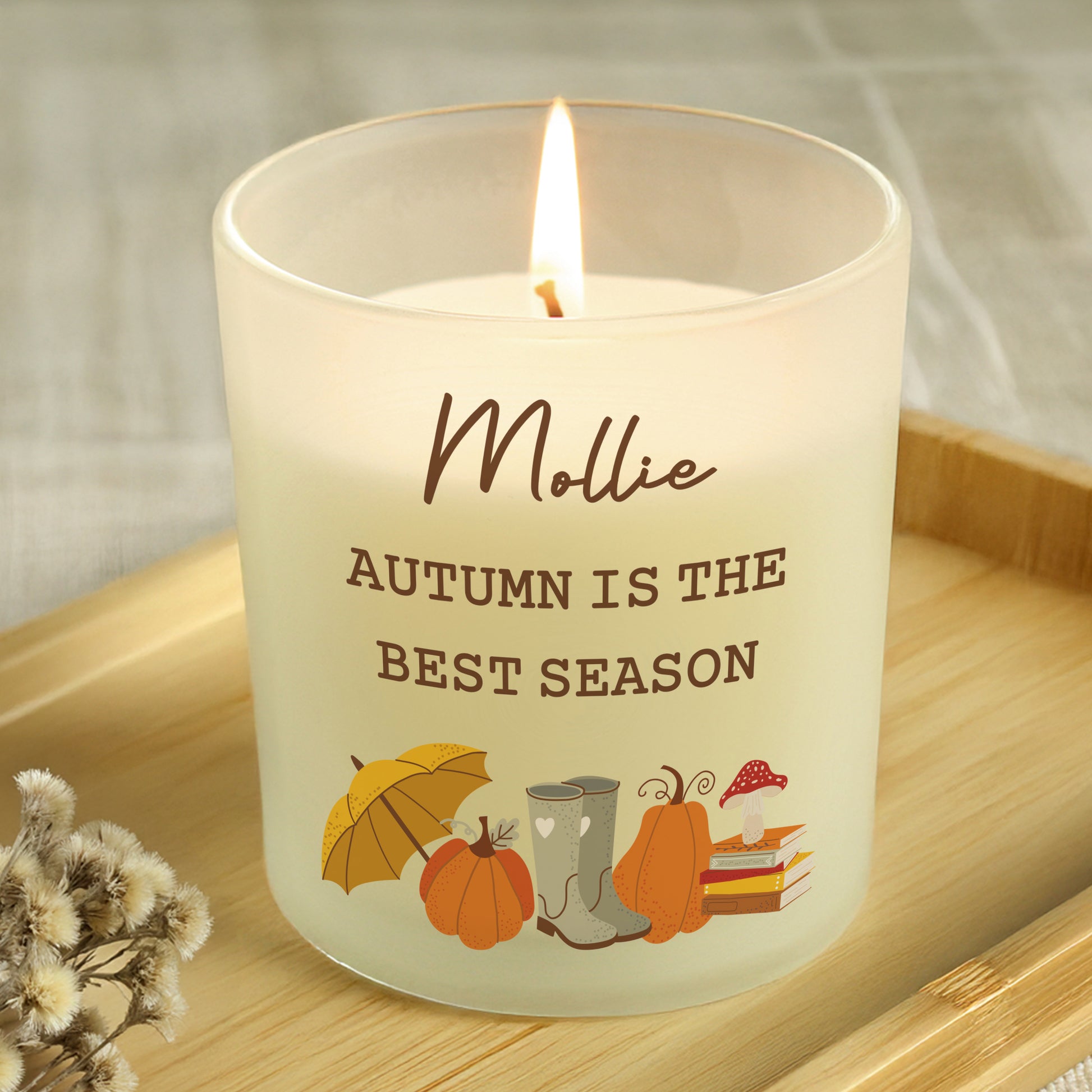 Personalised Pumpkin Frosted Glass Vanilla Candle – Autumn Seasonal Gift - image 2