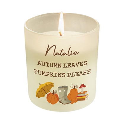 Personalised Pumpkin Frosted Glass Vanilla Candle – Autumn Seasonal Gift - image 4