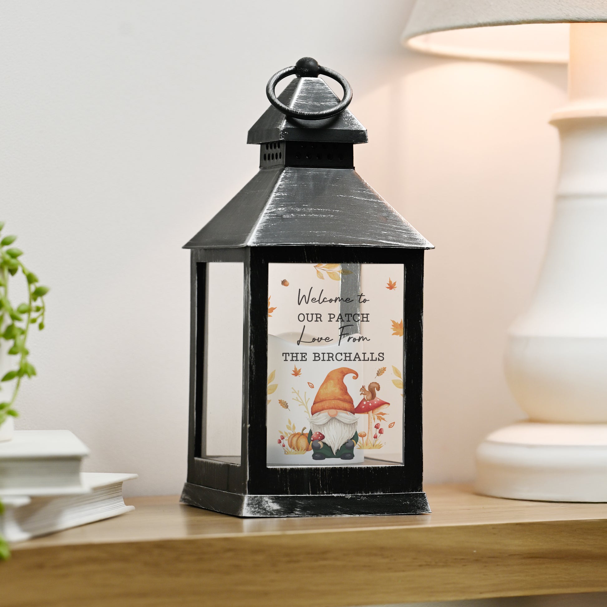 Personalised Autumn Gonk LED Lantern – Seasonal Glowing Home Gift