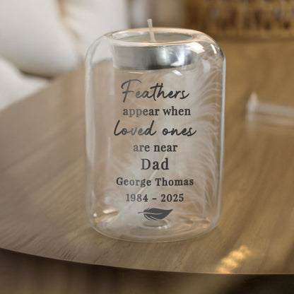 Personalised Loved Ones Memorial Feather Tealight Holder – Bereavement Gift - image 4
