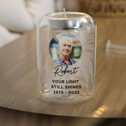Personalised Photo Upload Memorial Feather Tealight Holder – Bereavement Gift - image 4