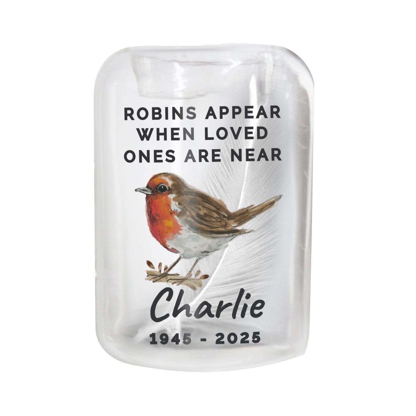 Personalised Robin Memorial Feather Tealight Holder – Bereavement Christmas Gift - image 4