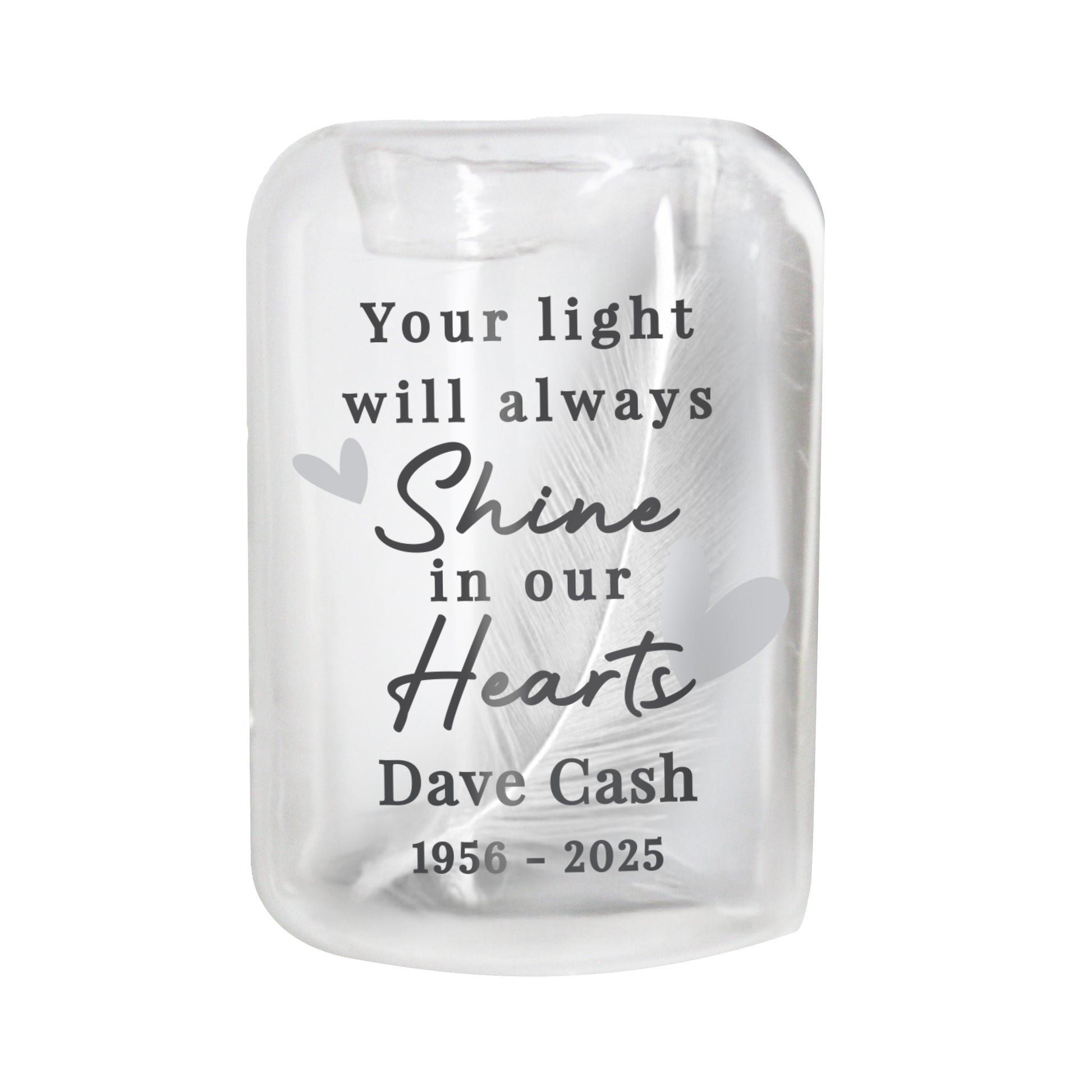 Personalised In Our Hearts Memorial Feather Tealight Holder – Bereavement Gift - image 5