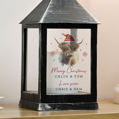 Personalised Highland Cow Christmas LED Lantern – Christmas Home Decor Gift - image 4