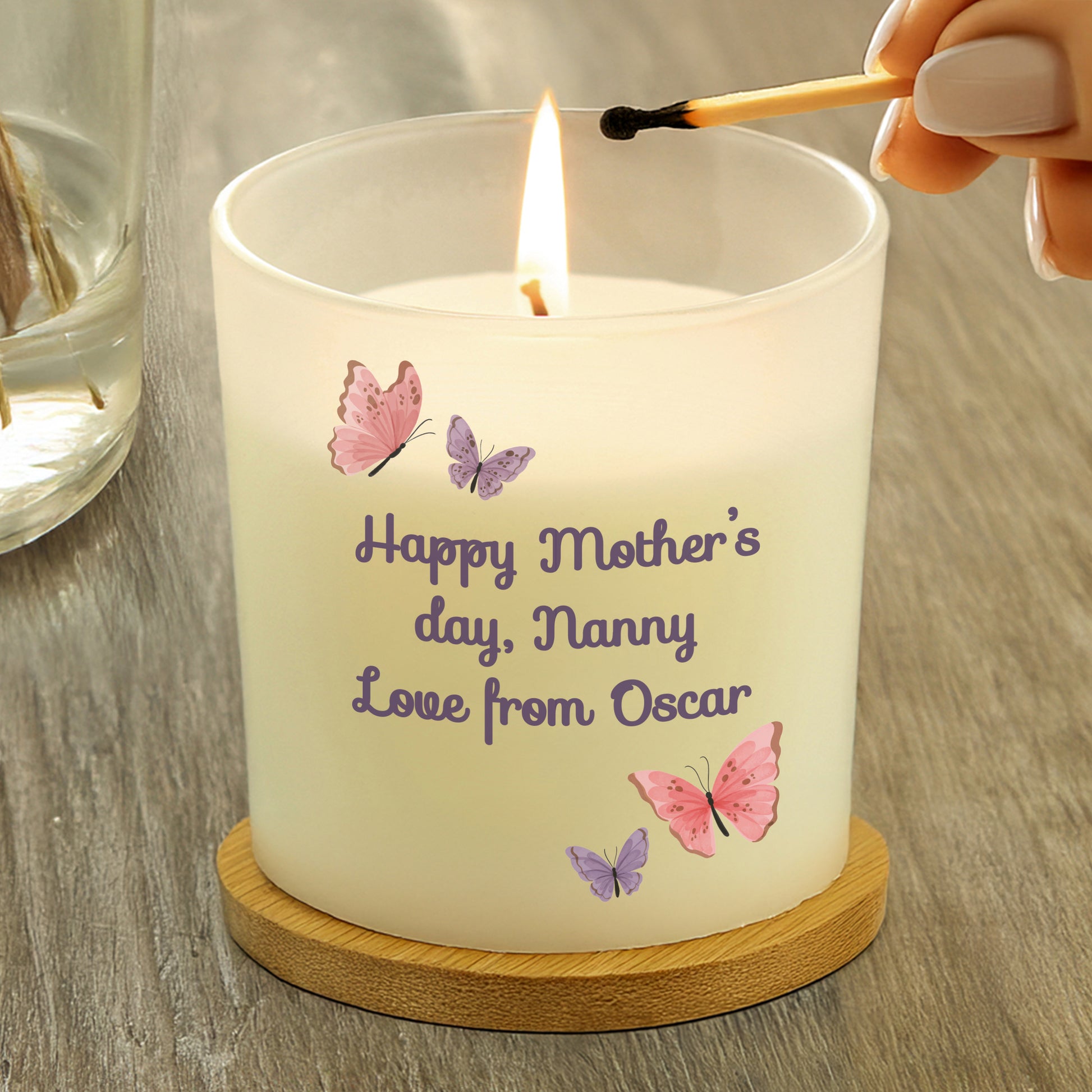 Personalised Butterfly Frosted Candle – Birthday Gift for Her - image 2