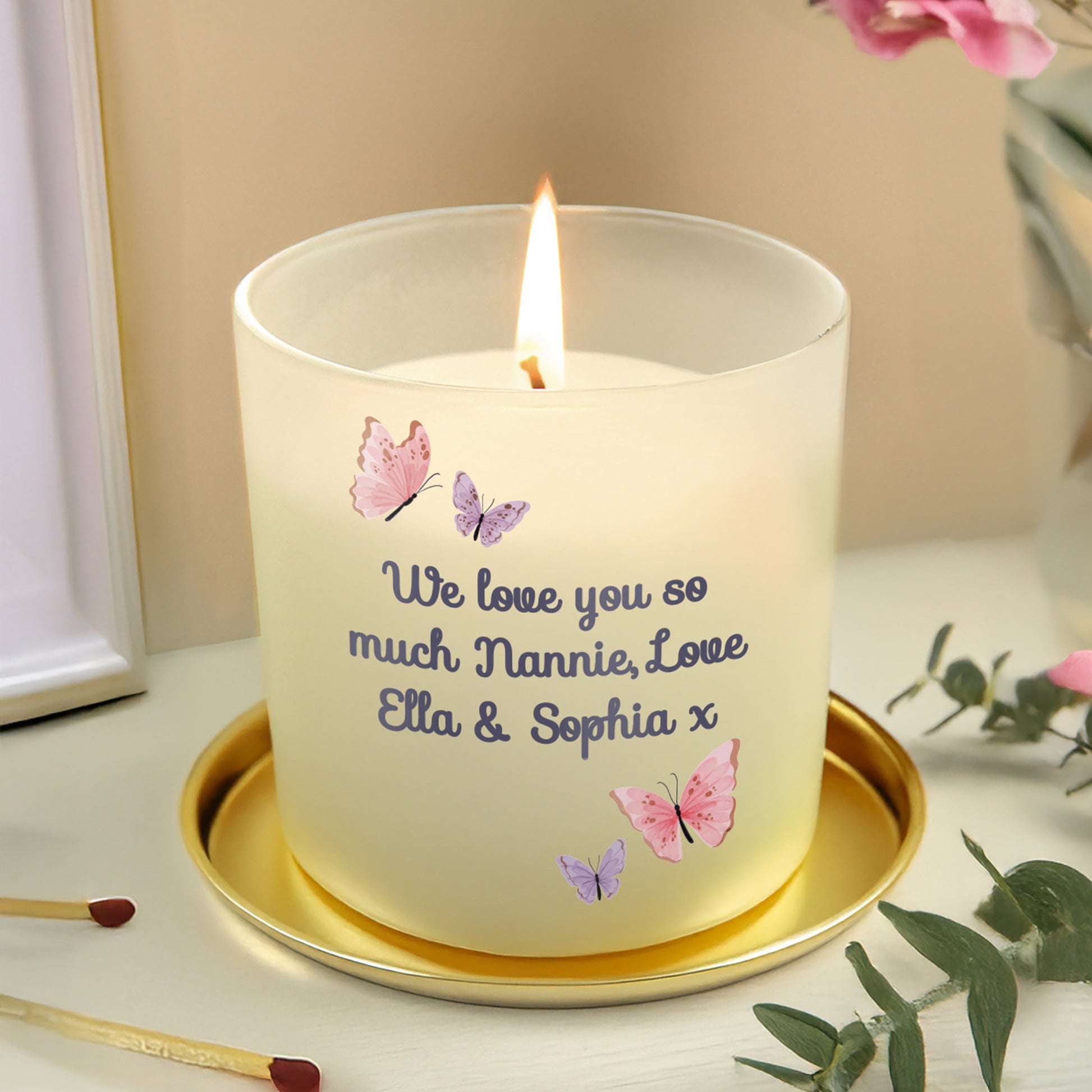 Personalised Butterfly Frosted Candle – Birthday Gift for Her - image 3