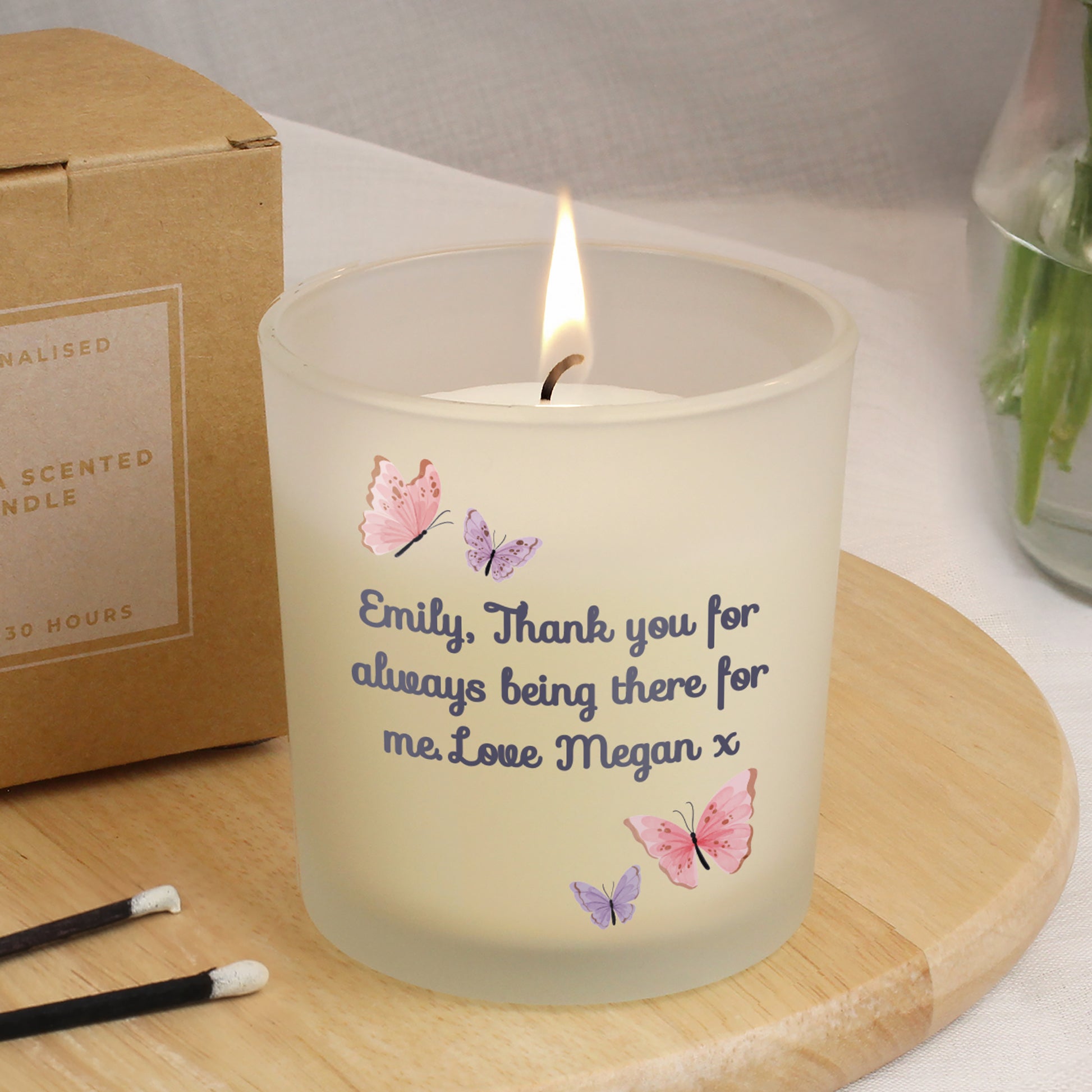 Personalised Butterfly Frosted Candle – Birthday Gift for Her - image 4