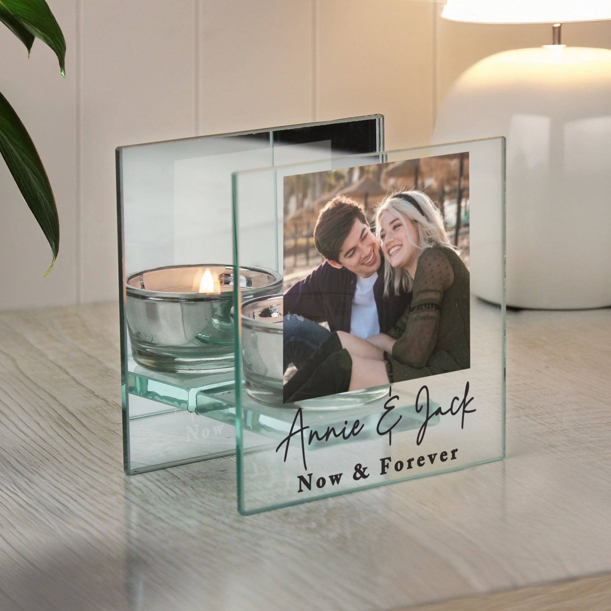 Personalised Photo Upload Mirrored Glass Tealight Holder – Birthday Gift - image 3