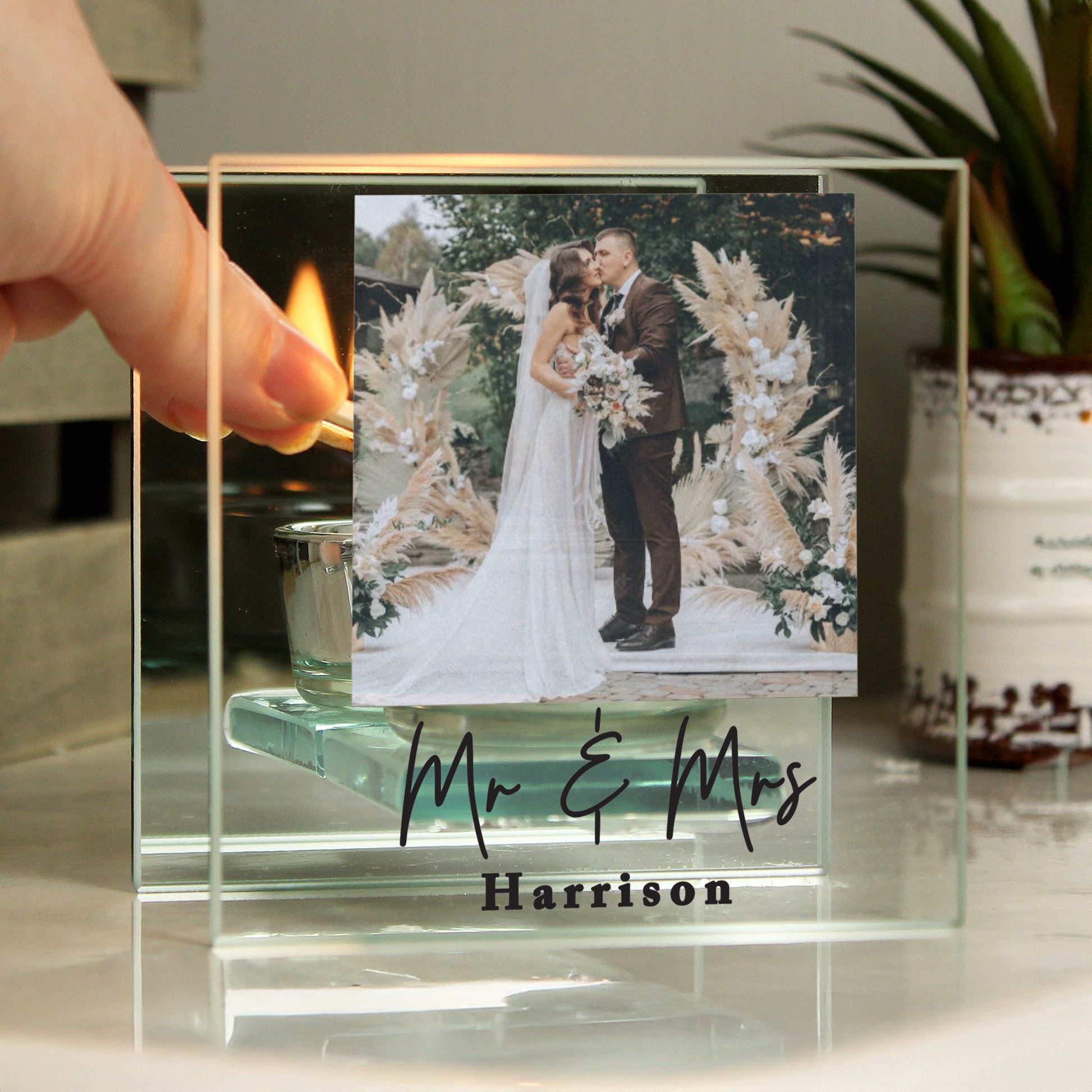 Personalised Photo Upload Mirrored Glass Tealight Holder – Birthday Gift - image 4